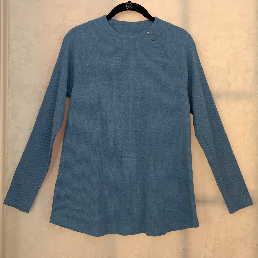 J.Jill Sky Blue Rib Knit Top EUC
